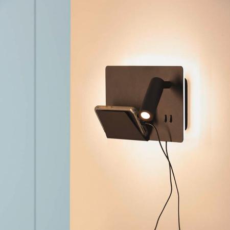 SOMNILA SPOT LED Wandleuchte & schwenkbare Leselampe schwarz Version links inkl. USB Anschluss SLV 1003455